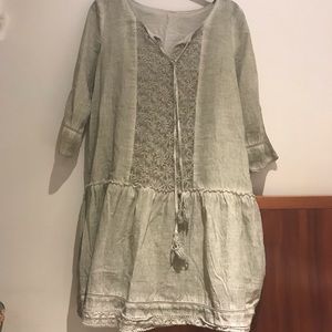 Boho sage green lace dress